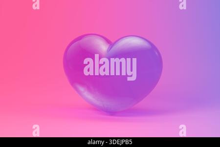 Une bulle en forme de coeur. Thème de la fête des mères, thème de la Saint-Valentin, rendu 3D. illustration 3d. Banque D'Images