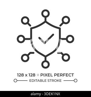 Icône de ligne parfaite pixel de protection des données Illustration de Vecteur