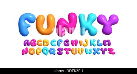 Logo Alphabet Vector Fun Geometric Letter Set typography Blocky, Art Typographic Design for Title Text, festive Typo Poster Headline, type Illustration de Vecteur