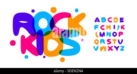 Colorée logo Alphabet Kids Vector Fun Round Letter Set typography Smooth, Art Typographic Design pour le titre texte, festive Typo Poster Headline Illustration de Vecteur