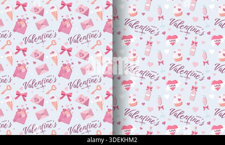 Saint-Valentin emballage motifs festif Duo Illustration de Vecteur