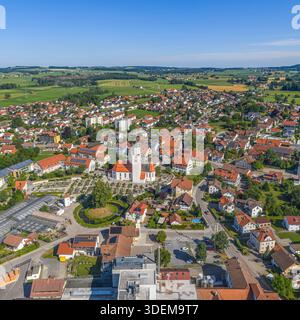 Vue sur les contreforts alpins dans la région de Allgäu autour de Dietmannsried, au nord de Kempten sur la rivière Iller Banque D'Images