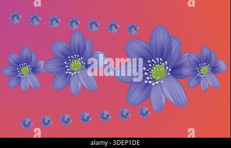 petites et grandes fleurs violettes sur tapis rouge Illustration de Vecteur