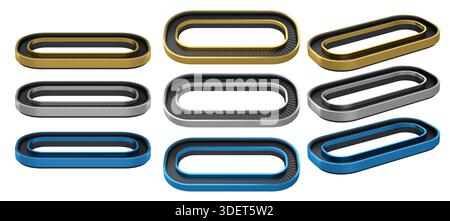Ensemble de tapis roulant à bagages d'aéroport de la zone de récupération des bagages isolé sur fond blanc. rendu 3d du concept de vacances de voyage. Banque D'Images