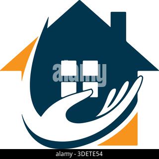 Logo du marché à la maison , logo abstrait de bâtiment main haute à la maison Pro Vector Illustration de Vecteur
