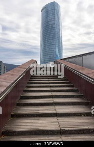 Bilbao, Torre Iberdrola, gratte-ciel, escalier Banque D'Images