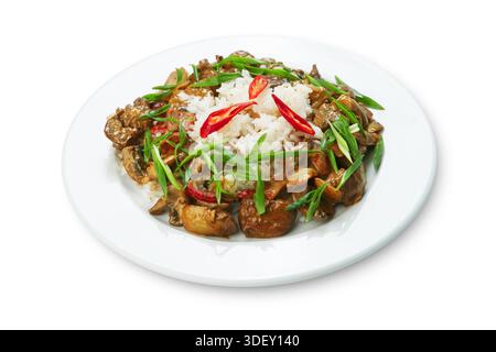 Restaurant food isolé - salade de fruits de mer avec anneaux de calamars Banque D'Images