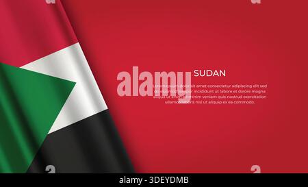 DRAPEAU SOUDAN avec couleur originale Illustration de Vecteur