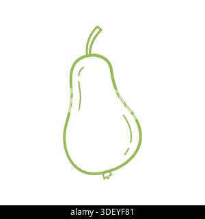 Poire mignonne illustration dessinée à la main dans le style minimal Doodle Illustration de Vecteur