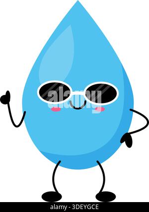 Cool Happy Water Drop illustration de caractère kawaii Illustration de Vecteur