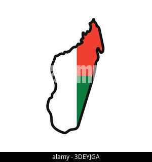 MADAGASCAR carte avec drapeau dans le corps Illustration de Vecteur