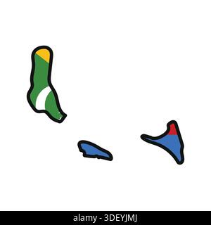 Carte DES COMORES avec drapeau dans le corps Illustration de Vecteur