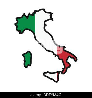 ITALIE carte avec drapeau dans le corps Illustration de Vecteur