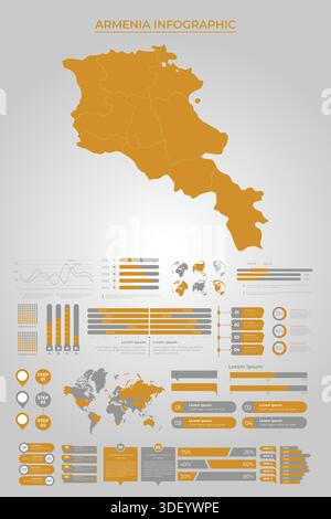 Modèle de carte ARMÉNIE avec des éléments d'infographie commerciale Illustration de Vecteur