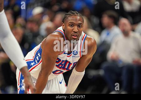 Orlando, Floride, États-Unis, 9 janvier 2026, les 76ers de Philadelphie gardent Tyrese Maxey #0 au Kia Center. (Crédit photo : Marty Jean-Louis/Alamy Live News Banque D'Images