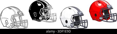 classique jeu de casque de football américain gridiron balck blanc rouge icône de sport symbole vecteur de logo sur fond transparent Illustration de Vecteur