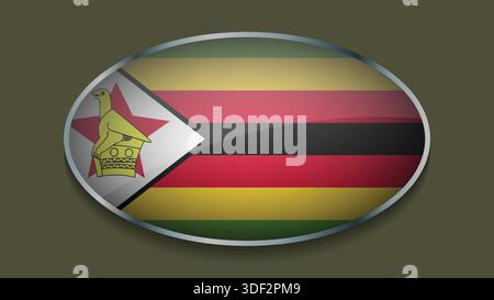 Eclipse forme du DRAPEAU DU ZIMBABWE avec la couleur originale Illustration de Vecteur