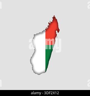 MADAGASCAR carte avec drapeau dans le corps Illustration de Vecteur