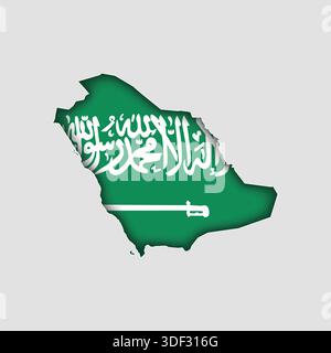 ARABIE SAOUDITE carte avec drapeau dans le corps Illustration de Vecteur