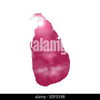 Carte de Sri LANKA avec beau soleil et nuages dans le corps Illustration de Vecteur