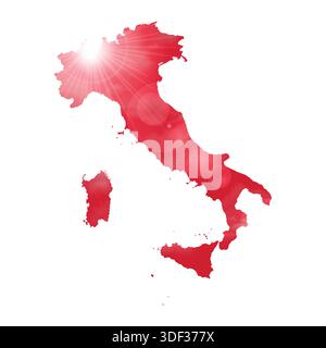 Carte de L'ITALIE avec beau soleil et nuages dans le corps Illustration de Vecteur