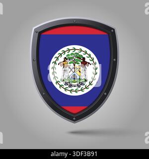 Drapeau du bouclier national du BELIZE avec la couleur originale Illustration de Vecteur