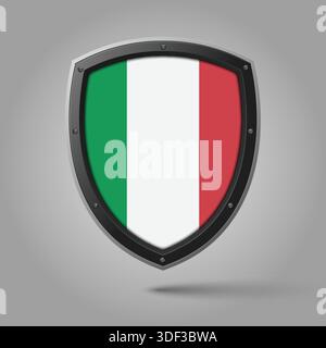 Bouclier national d'ITALIE drapeau avec la couleur originale Illustration de Vecteur