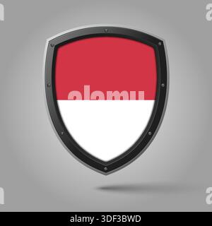 Drapeau bouclier national de MONACO avec couleur originale Illustration de Vecteur