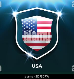 Écusson Shiny Shield pour l'équipe nationale américaine Illustration de Vecteur