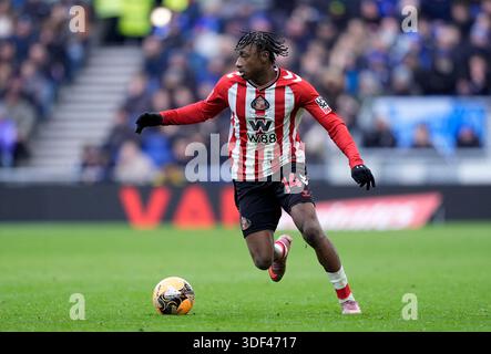 Sunderland's Romaine Mundle lors du match de troisième tour de la Coupe de football Emirates FA au Hill Dickinson Stadium, Liverpool. Date de la photo : samedi 10 janvier 2026. Banque D'Images