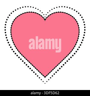 Coeur rose classique sur fond blanc. Coeur avec une bordure de coquilles Saint-Jacques. Carte de voeux design romantique avec place pour le texte. Décoration élégante pour invitat Illustration de Vecteur