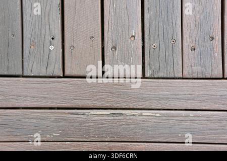Brun pont en bois planches gros plan fond texturé abstrait Banque D'Images