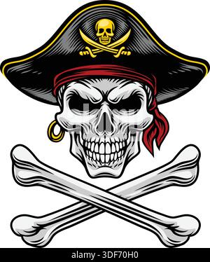 Crâne Pirate Crossbones Crosssed Bones Design Illustration de Vecteur
