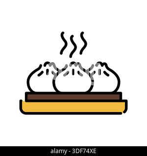 icône de ligne de couleur dim sum. Elément isolé par vecteur. Contour modifiable. Illustration de Vecteur