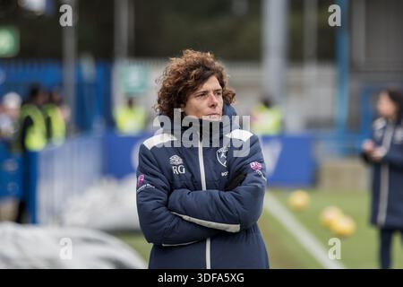 Londres, Royaume-Uni. 11 janvier 2026. Rita Guarino, entraîneur-chef de West Ham United Women, avant le match de Super League féminine de Barclays contre Chelsea Women au Kingsmeadow Stadium. Crédit : Suzanne Lycett/Alamy. Banque D'Images