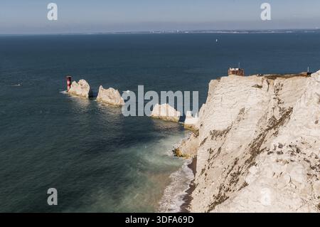 Les aiguilles phare sur l'île de Wight Banque D'Images