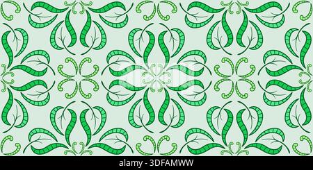 Motif floral carré sans couture dans les tons de vert Illustration de Vecteur
