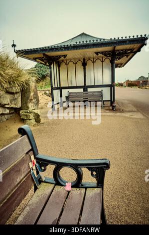 Abri balnéaire orné sur le front de mer de St Annes, Royaume-Uni Banque D'Images