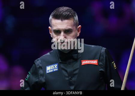 Londres, Royaume-Uni. 11 janvier 2026. Lors du match de la première manche entre Xiao Guodong et Mark Selby au Johnstone's Paint Masters Snooker 2026 à Alexandra Palace, Londres, Angleterre, le 11 janvier 2026 crédit : Dylan Hepworth/Every second Media crédit : Every second Media/Alamy Live News Banque D'Images