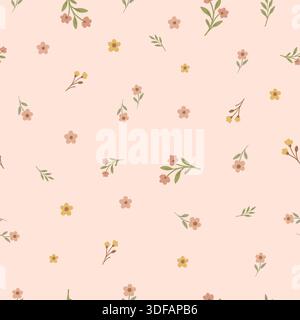 Spring Time mignon petites fleurs motif de conception de tissu sans couture Illustration de Vecteur