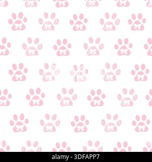 Imprimés de pattes roses avec des noeuds. Motif de conception de tissu sans couture Illustration de Vecteur