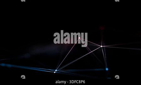 Abstrait Neural Network Connection Technology Dark Background Copy Space. rendu 3d. Banque D'Images