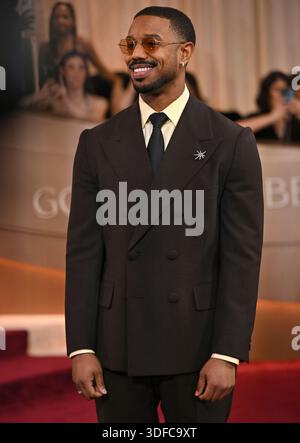 Beverly Hills, États-Unis. 11 janvier 2026. Michael B. Jordan assiste à la 83e cérémonie annuelle des Golden Globe Awards au Beverly Hilton Hotel à Beverly Hills, Californie, le dimanche 11 janvier 2026. Photo de Chris Chew/UPI crédit : UPI/Alamy Live News Banque D'Images