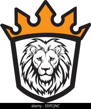 Modèle d'icône de logo de luxe de lion, illustration élégante de conception de logo de lion, tête de lion avec logo de couronne, symbole élégant de lion Pro Vector Illustration de Vecteur