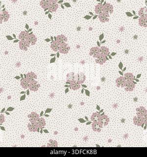 Motif Posy fleuri vintage blush Illustration de Vecteur