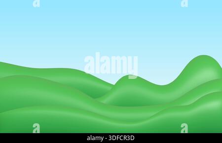 Paysage 3d en plastique à la mode. Fond vert large Illustration de Vecteur