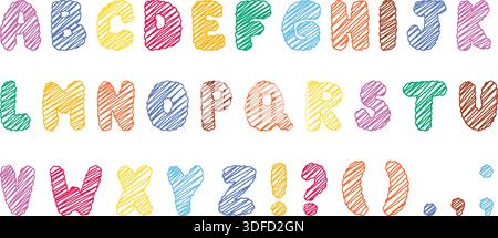 Alphabet coloré lumineux pour les dessins d'enfants Illustration de Vecteur