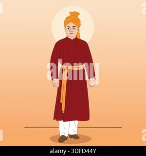 Swami Vivekananda Jayanti le 12 janvier Journée nationale de la jeunesse Illustration de Vecteur
