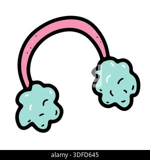 Doodle couvre-oreilles moelleux avec texture de fourrure douce isolé sur fond blanc. Accessoire d'hiver chaud et confortable pour les tenues par temps froid et les thèmes des fêtes. VE Illustration de Vecteur