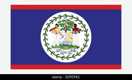 Drapeau DE BELIZE avec la couleur originale Illustration de Vecteur